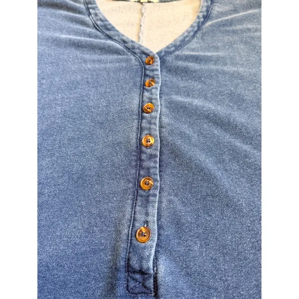 Z Supply Enid Romper Indigo Knit Denim Button Front V Neck Pockets S Minimalist - Image 8