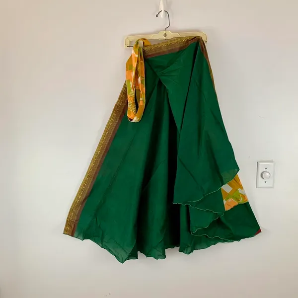 Reversible Maxi Wrap Skirt BINW503 Green - Image 2