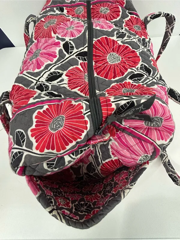 Vera Bradley Large Duffel Bag Cherry Blossoms Retired Pink Red Gray Floral - Image 5