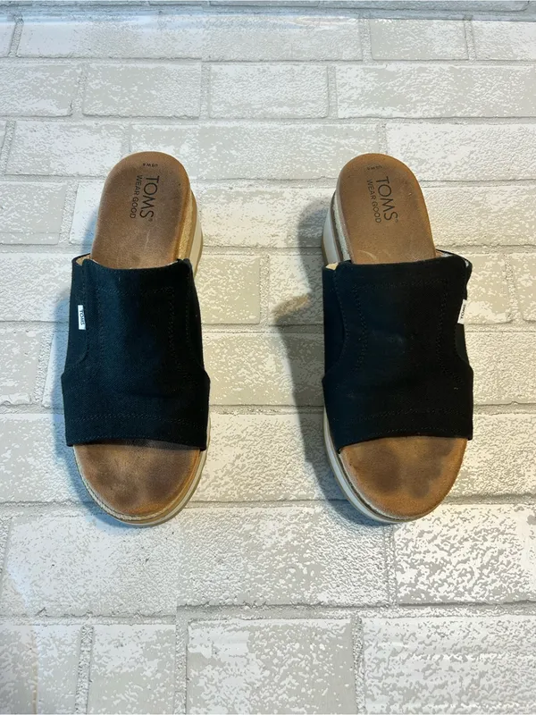 Tom’s Black Platform Slide Sandals - size 8 - Image 3