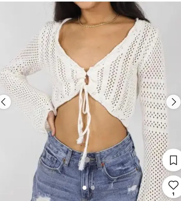 Grey Bandit Long Sleeve Crop Top - Image 2