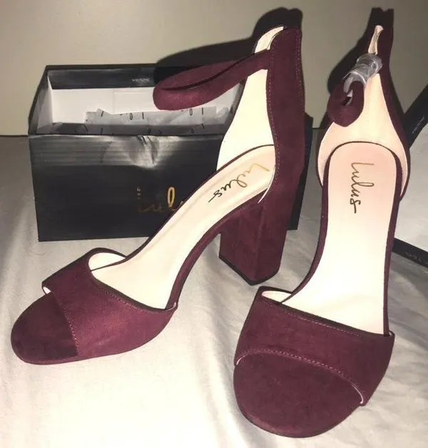 Lulus Suede Burgundy Heels - Image 2
