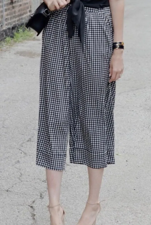 ZARA gingham Cropped Wide Leg Culottes - Image 4