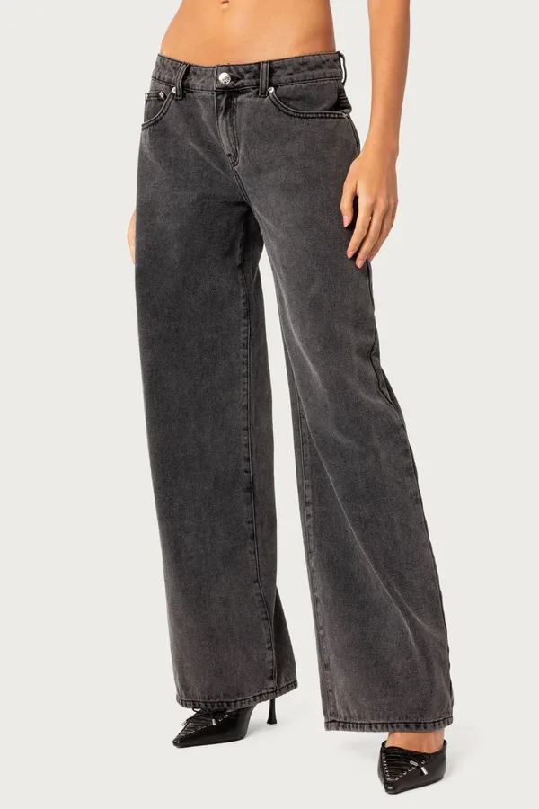 Edikted Charcoal Wide leg Jeans - Image 3