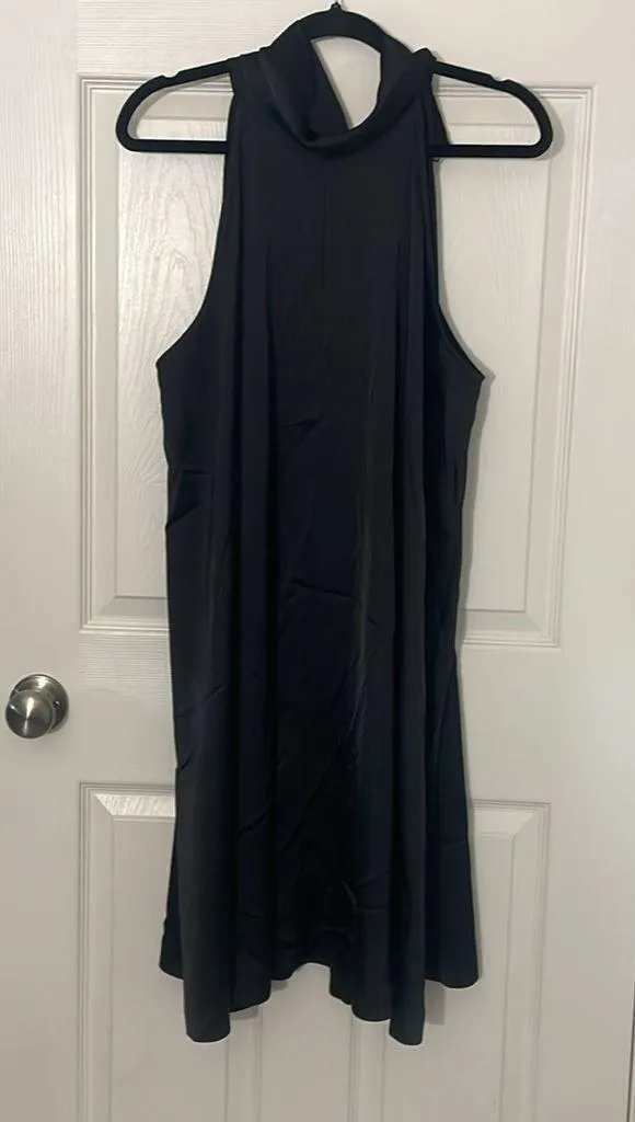 BANANA REPUBLIC BLACK LILI SATIN MINI DRESS Size XL NWOT Little Black Dress - Image 2