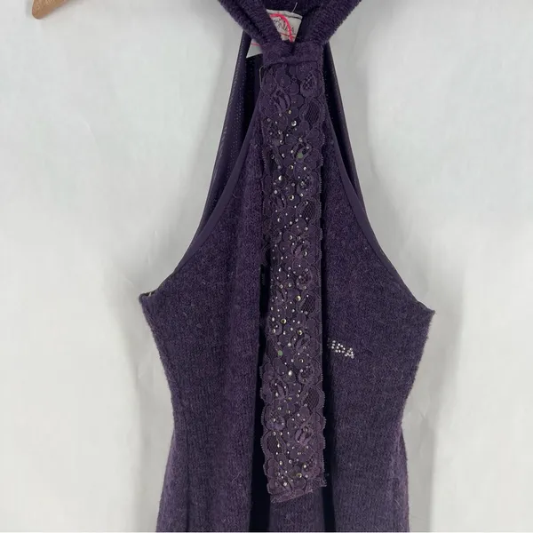 Coconuda‎ Donna Purple Mohair Blend Knit Halter Midi Dress Size L - Image 3