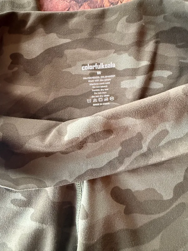 Colorfulkoala Camo Leggings Womens Medium Green High Waisted Pocket - Image 2