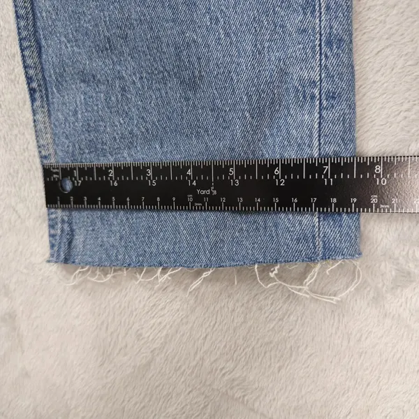 Free Assembly Jeans Womens 12 (33x30) Super High Rise Straight Patchwork Raw Hem - Image 11