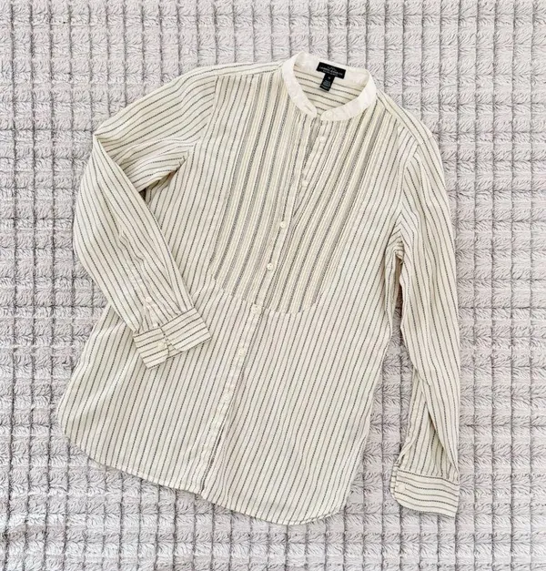 Ralph Lauren Lauren Jeans Co. Vintage Cream Striped Carpenter Blouse - Image 2