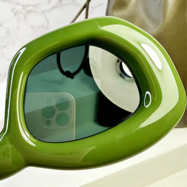 LOEWE Inflated Cat Eye Sunglasses in Green Acetate with Leather Case - Image 6