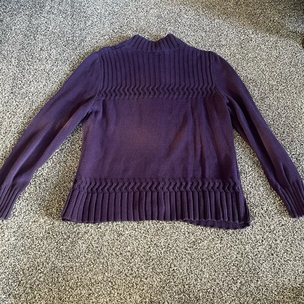 Coldwater Creek Purple Knit Zip Up Long Sleeve Sweater L - Image 9
