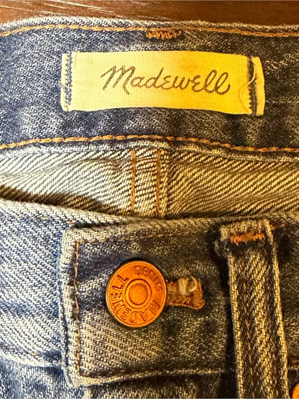 Madewell The Momjean High Rise Straight Leg Jeans Size 23 Raw Hem - Image 5