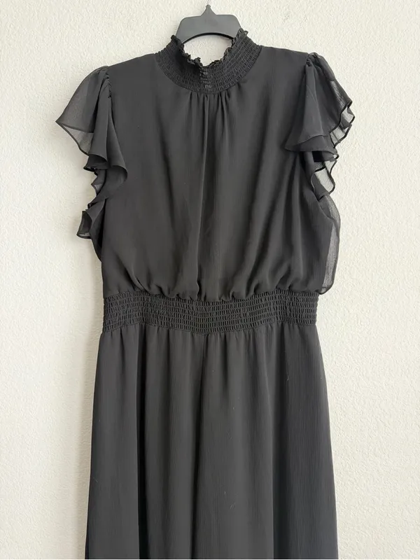 MSK Chiffon Smocked-Trim Flutter-Sleeve Wide-Leg Jumpsuit in Black, Size XL, NWT - Image 6