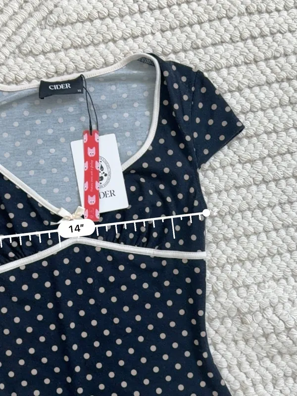 Cider Knit V-neck Spot Bowknot Midi Dress - Image 4