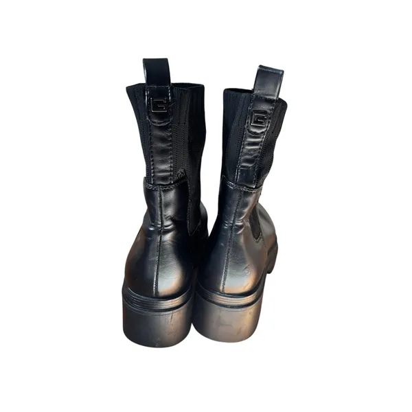 Guess Black Leather Knit Ankle Boots Size 8M - Image 6