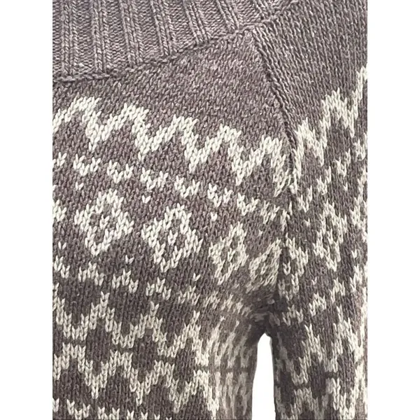 Royal Robbins Women’s Medium Fair Isle Knit Sweater Light Brown Yak Wool Blend - Image 7