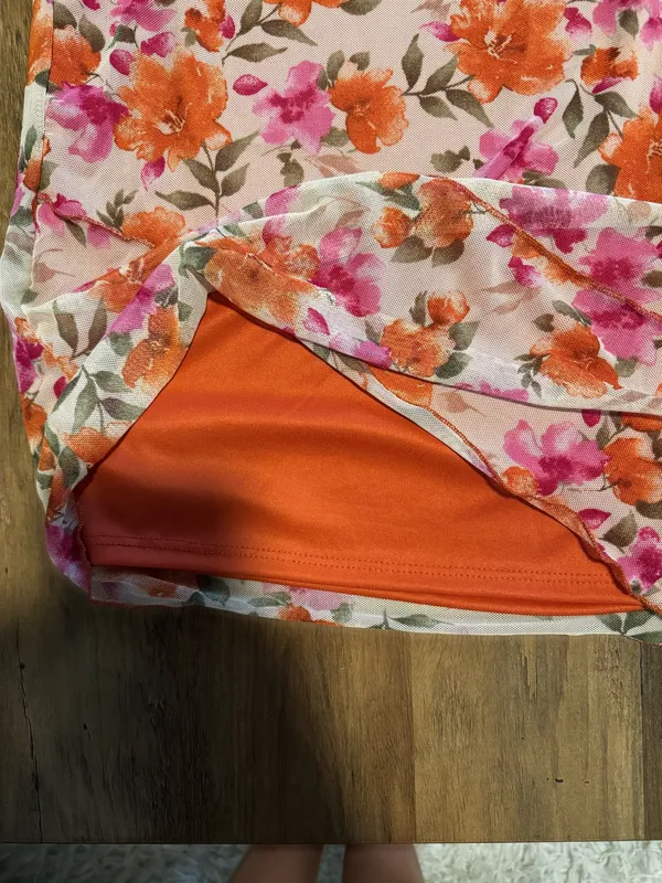 Floral Strapless Dress Pink Size M - Image 6