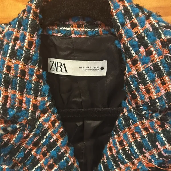 Zara Textured Fitted Boucle Blazer Multicoloured S Ss22 Ref. 2216/661 - Image 3