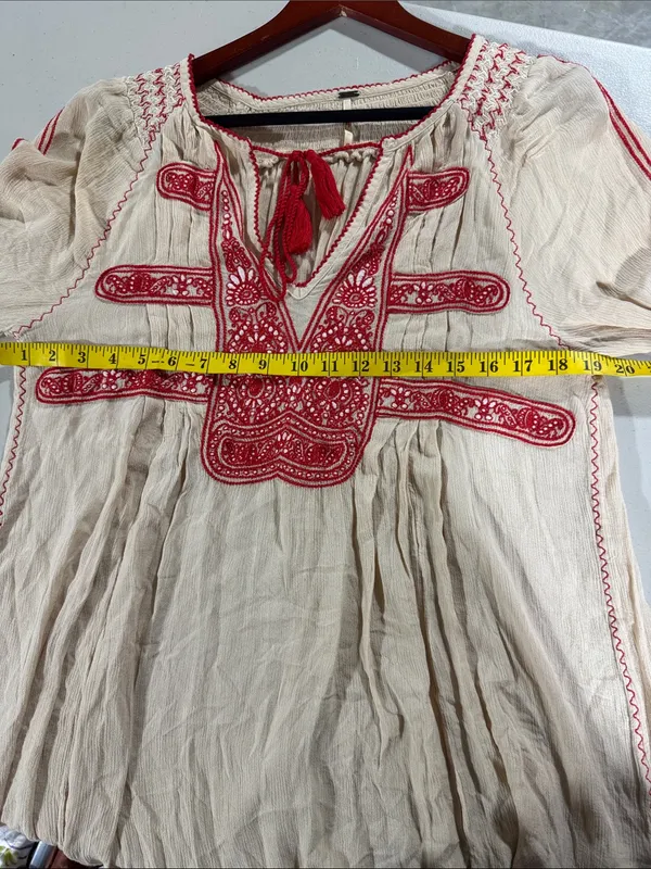 Free People Wind Willow Boho Tunic Dress Cottagecore Peasant Beige Womens XS - Image 5