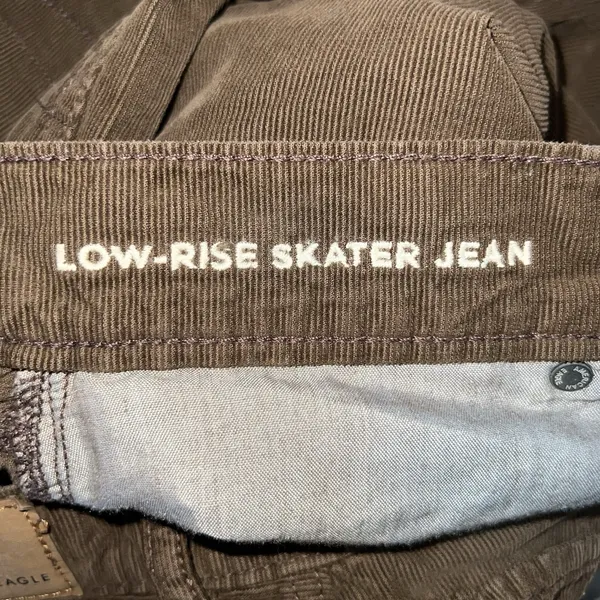 American Eagle Low Rise Skater Jeans Women Brown Corduroy Pants Size 10 Flare‎ - Image 8