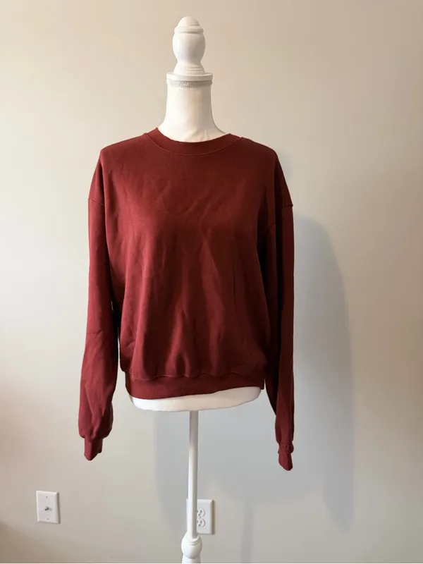 Skims Cotton Fleece classic Crewneck size large Merlot NWT - Image 6
