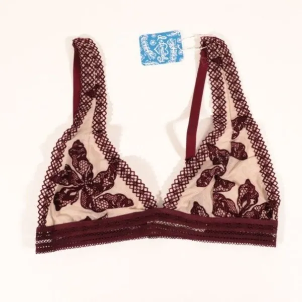 NWT Size xs Floral Free People X Revolve Alia Bralette in Bordeaux Combo - Image 2
