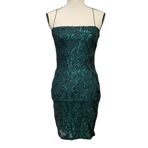 Lovely Day Hello Gorgeous Bodycon Sequin Mini Dress Size Medium NWT - Image 2