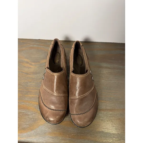 Clarks Bendables Ashland Alpine Brown Leather Slip On Loafers Womens 9M - Image 6
