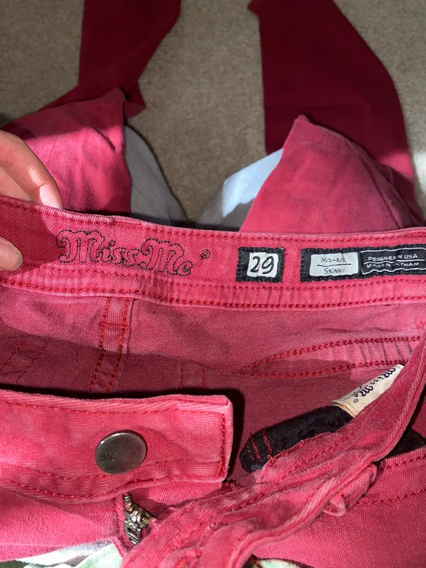 Miss Me Mid-Rise Skinny Jeans Red 29 x 28 - Image 3