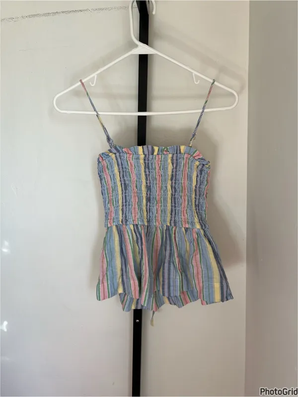 Damson Madder Pastel Stripe Hope Shirred Cami & Sicily Cargo Trouser Set size 4 - Image 3