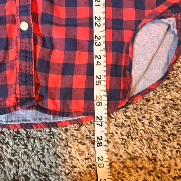Abercrombie & Fitch Flannel Shirt Plaid‎ Button Down Long Sleeve Red Blue S - Image 4