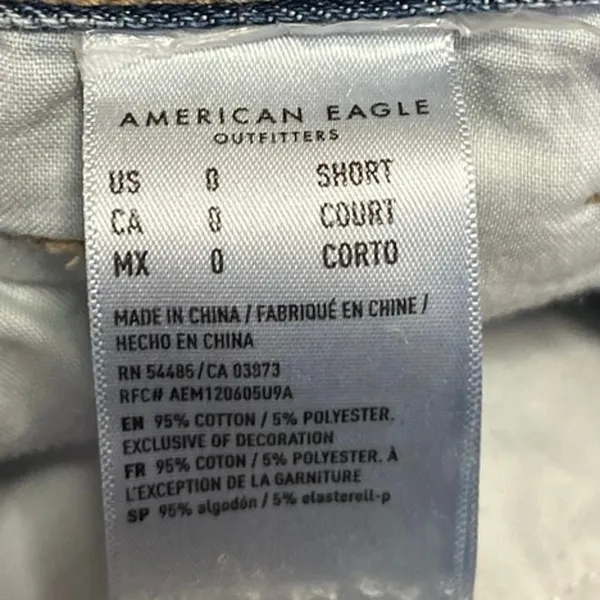 American Eagle Outfitters Blue Distressed Skinny High Waist Denim Jeans Pants 0 - Image 4
