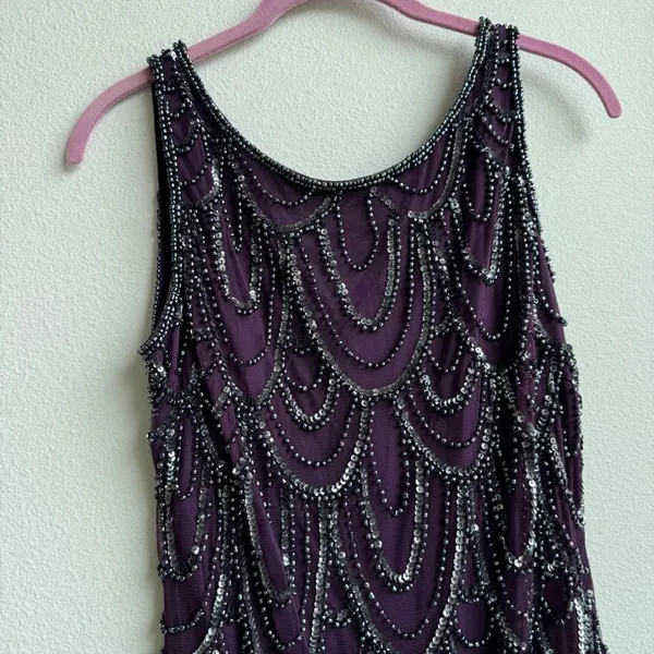 Vintage Sleeveless Fully Sequin Beaded Sparkle Party Cocktail Dress Size 2 - Image 4