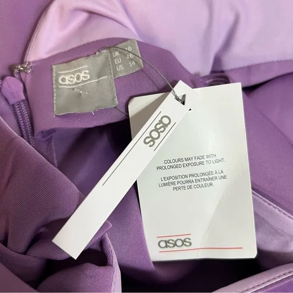 NWT ASOS Bow Strap Back A Line‎ Mini Dress lilac Sz 14 - Image 9