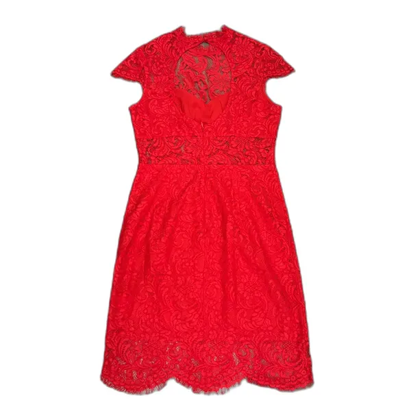 Saylor Jane Mini Dress Bold Red Peekaboo‎ Lace Sexy Date Night Cutout Size Small - Image 6