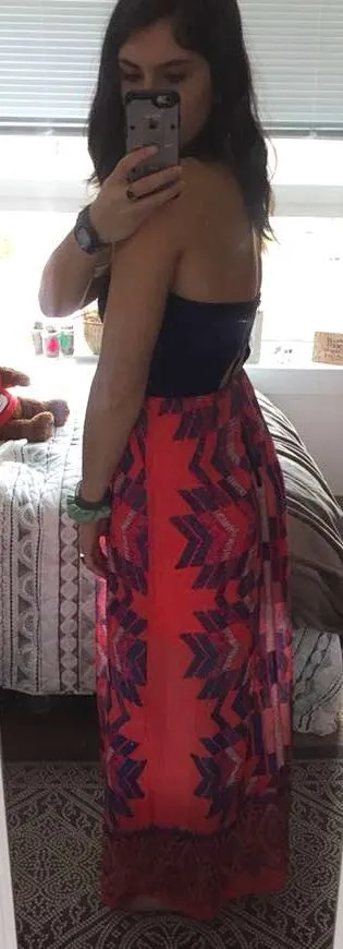 Strapless Colorful Dress Blue - Image 3