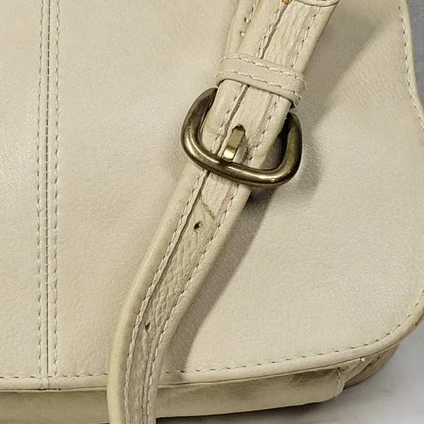 Vintage Fossil Crossbody Bag #75082 Medium Cream Soft Leather Adjustable Strap - Image 9