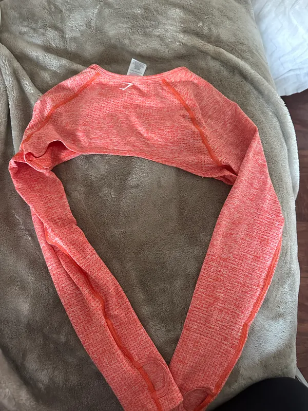 Gymshark orange long sleeve bolero shrug crop top - Image 2