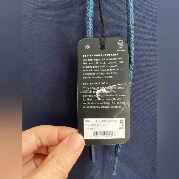 ALLBIRDS Women's The R&R Hoodie Organic Pima Cotton in True Navy Blue Size S NWT - Image 12