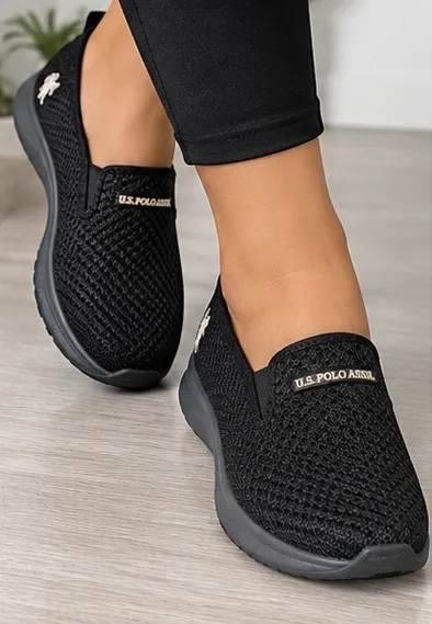 U.S. Polo Assn. Black Knit Slip-On Sneakers - Image 4