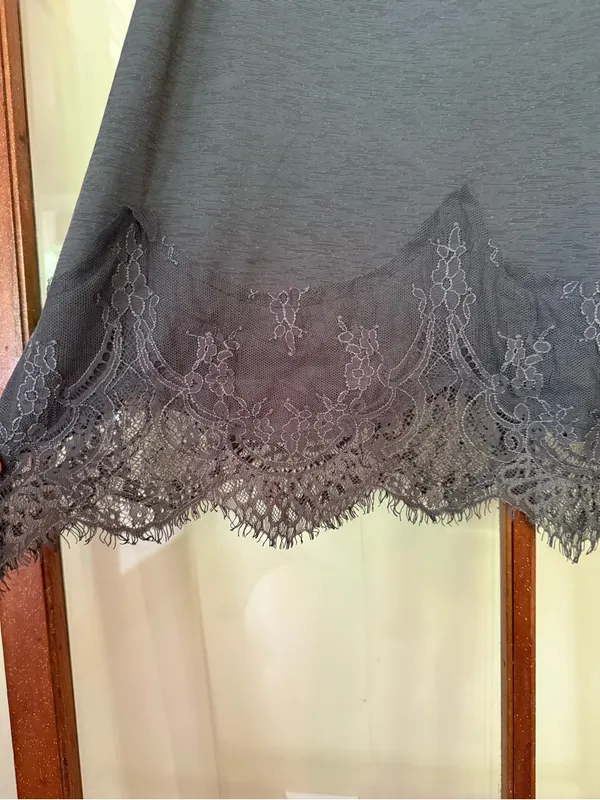Willow & Root Charcoal Eyelash Lace Trim Cami Tank Top Boho Y2K - Small - Image 6