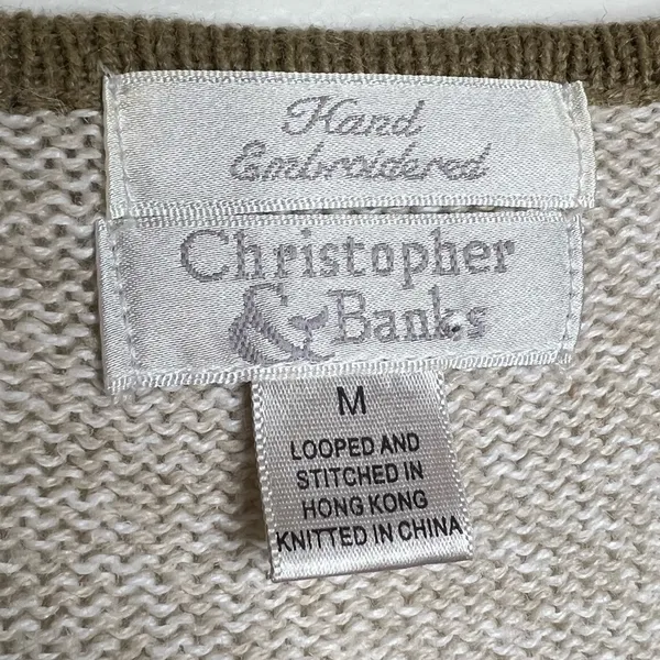 VTG Christopher & Banks Hand Embroidered Sweater Women’s Medium Floral - Image 2