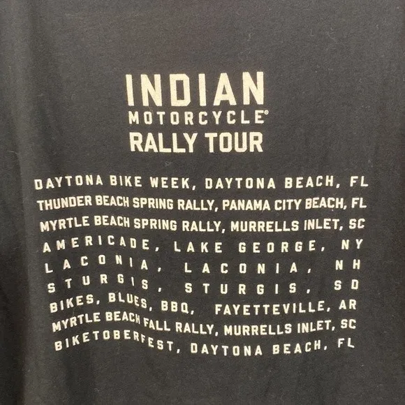 Indian Motorcycle Black Rally Tour Short Sleeve V Neck Tee T Shirt M - Image 4
