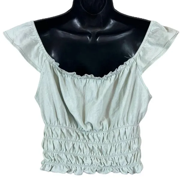 Miss Selfridge ASOS Mint Green Ruched Crop Top - Image 9