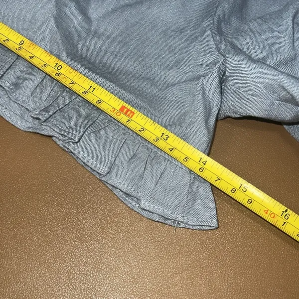 Umgee womens large linen blend baby blue ruffle shorts no pockets elastic waist - Image 10