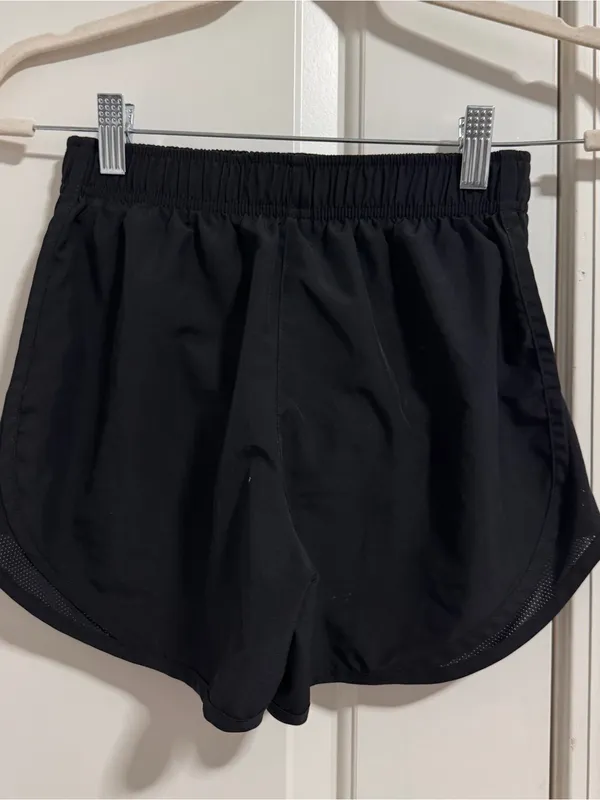 Nike Black Women's Athletic Running Shorts with White Swoosh - Image 2
