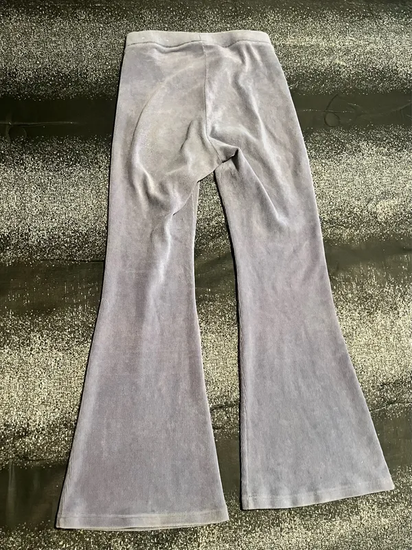 Womens Medium Short American Eagle Ribbed Velour High-Waisted Flare Lounge Pants - Image 2
