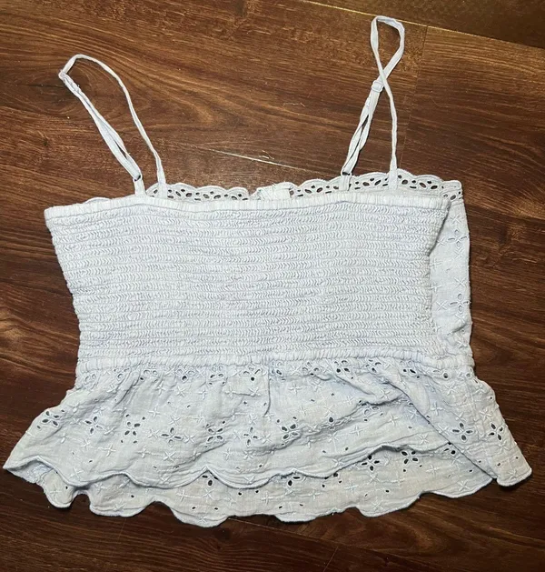 Aerie Light Blue Eyelet Top Size XS  - Image 2