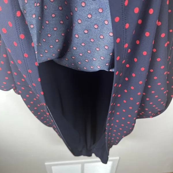 Lauren Ralph Lauren Navy Blue Red Polka Dot Midi Dress Plus Size‎ 3X 3/4 Sleeve - Image 3