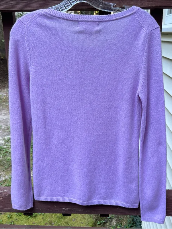 Peck & Peck Women L/S Pullover 2 Ply 100% Cashmere Lilac Sweater,Minimalist|Sz:S - Image 6